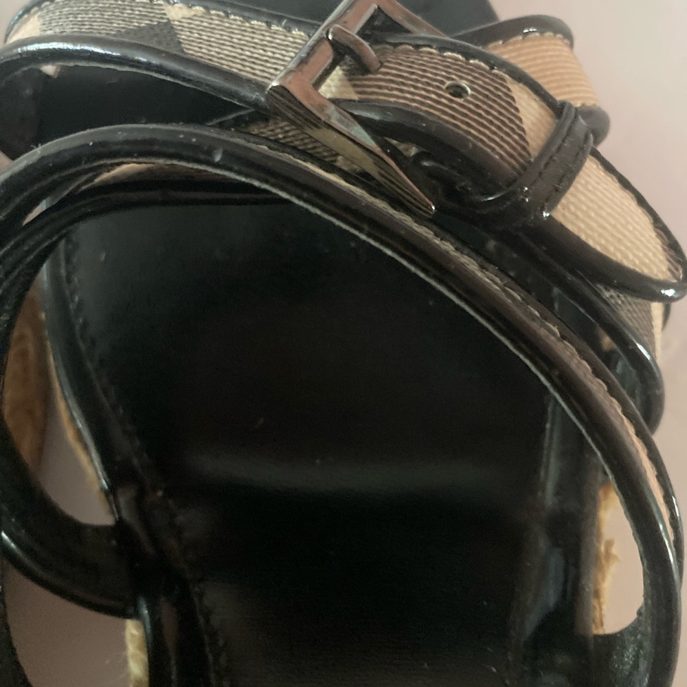 Burberry Womens SZ 9 US SZ 40 EU Nova Check Espadrille Wedge Sandals - Picture 9 of 14